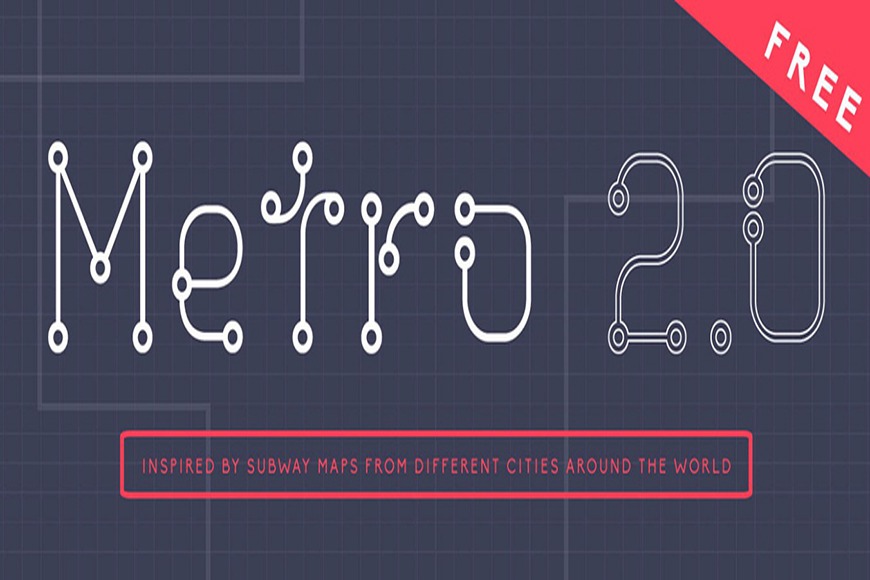 免费字体下载!一款创意有趣未来感十足的英文字体—Metro 2.0
