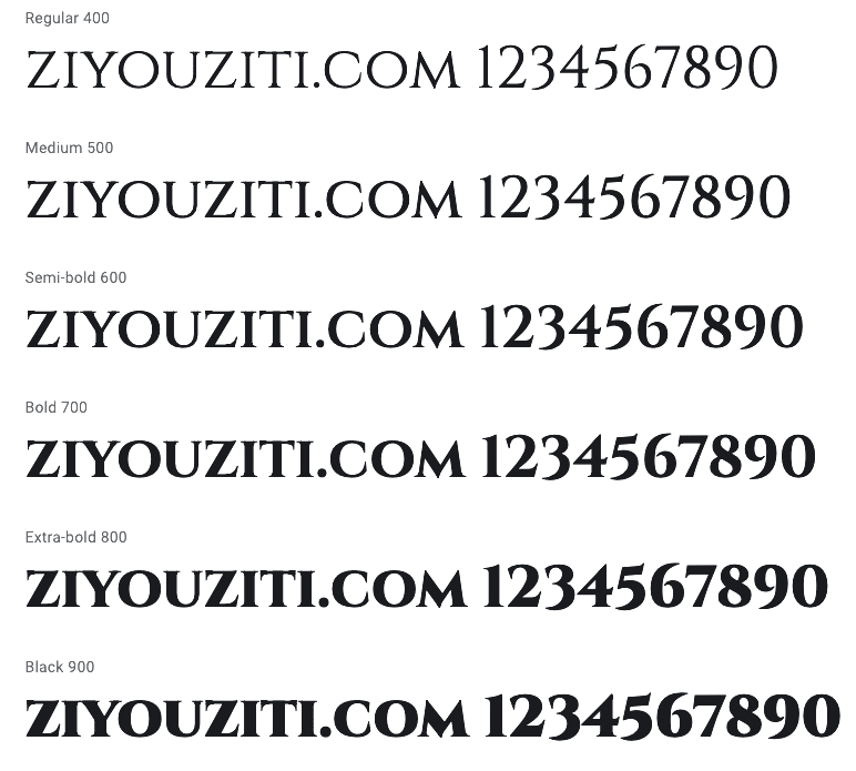 Cinzel字体效果预览