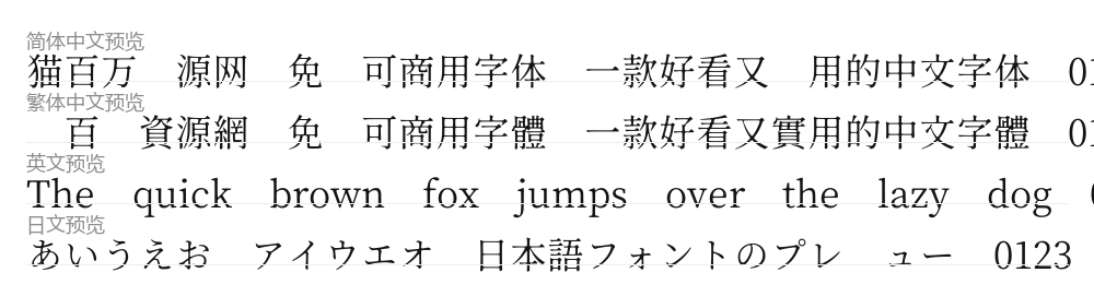 源雲明體 TTF 预览